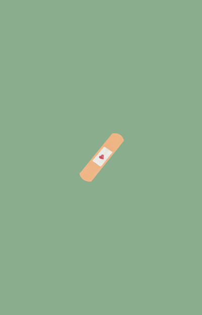 绿色背景上有一滴血的创可贴