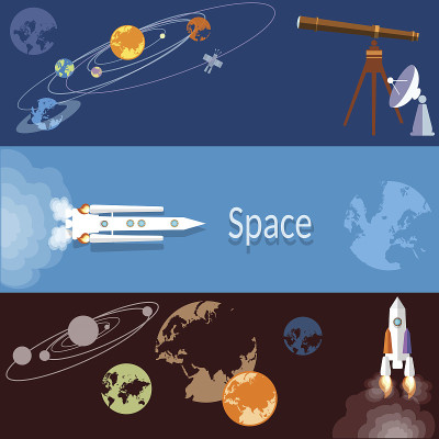 太空概念:火箭、宇宙飞船、科技、行星、轨道