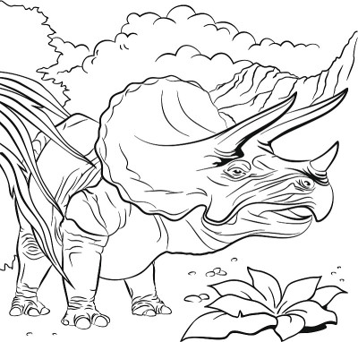三角龙恐龙着色书-插图