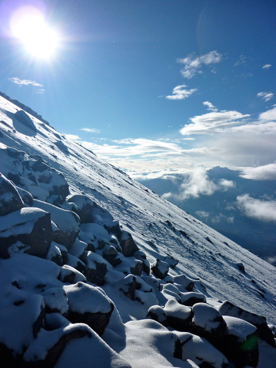 从秘鲁阿雷基帕的埃尔米斯提火山(5822米)山顶俯瞰