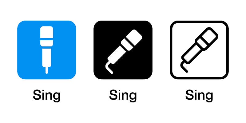 卡拉ok，迈克，唱歌，歌曲，音乐，歌词App图标矢量设计插画材料