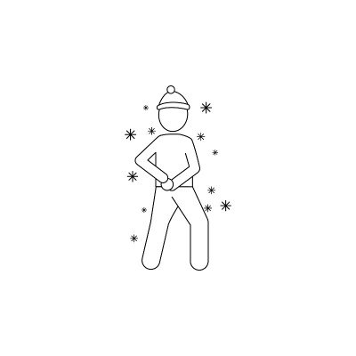 一个男人做了一个雪球图标。元素冬季元素插画。细线插图用于网站设计和开发，应用程序开发。溢价图标