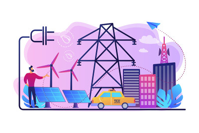 替代燃料概念矢量插图。