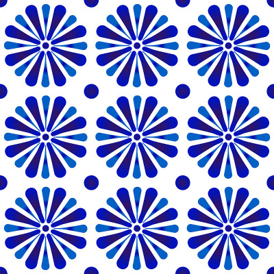 蓝白花图案