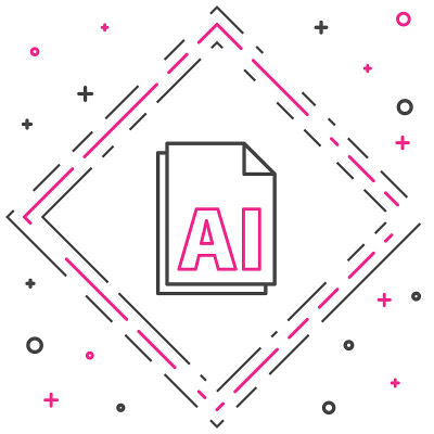 行AI文件文档。下载ai按钮图标隔离在白色背景。AI文件的象征。色彩斑斓的轮廓的概念。矢量图