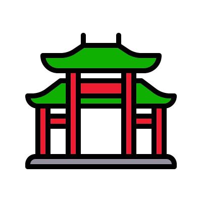 中国建筑拱门矢量，中国农历新年充满图标