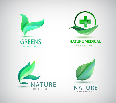 Vector abstract green leaf icon, leaves icons. gar