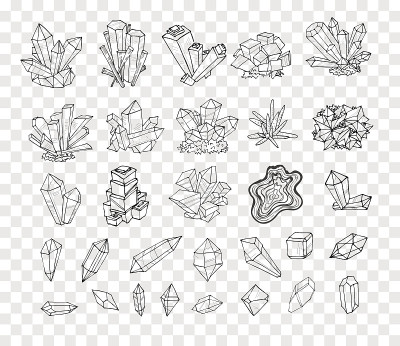 涂鸦素描晶体。收集的矿物质