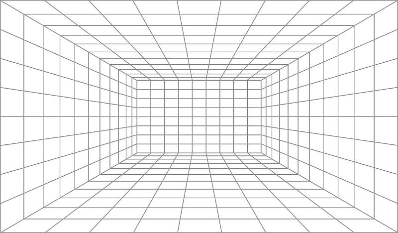 3d透视线网格，线框房间背景。未来的网络包厢。网络、虚拟表面