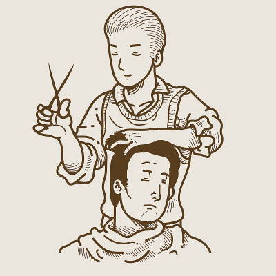 手绘复古理发师