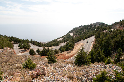 希腊的山路。