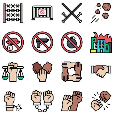 抗议相关矢量图标设置3，填充样式