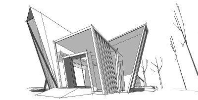 3D插图建筑透视线