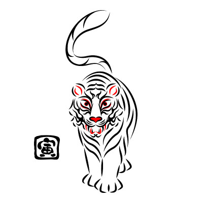 白虎白虎插画日本传统表演艺术歌舞伎舞台化妆熊田设计矢量白虎插画。日本传统表演艺术。歌舞伎舞台妆。Ku