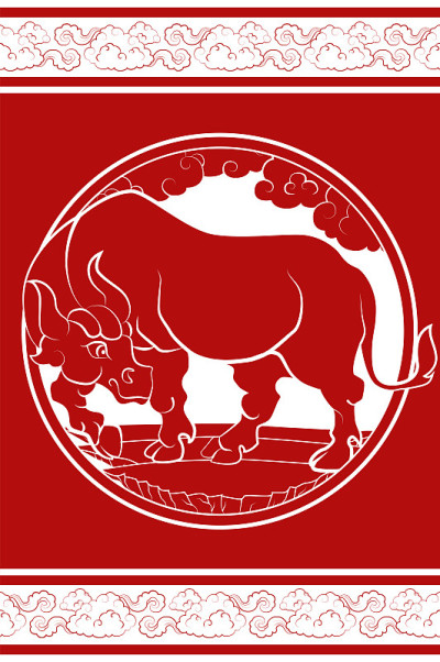 2021年中国新年。红色背景上有白色的白球