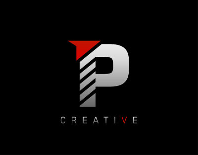 创意现代字母P标志，抽象的P字母标志图标。