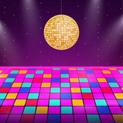 Dance floor. Night disco parties. Retro vintage ne