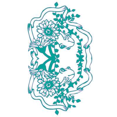 青蛙和植物的剪纸插图
