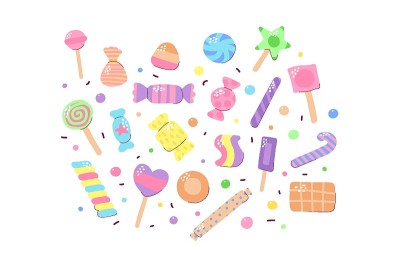 Cute multicolored candy set