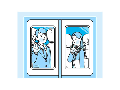 社会上的人通勤拥挤的火车插图