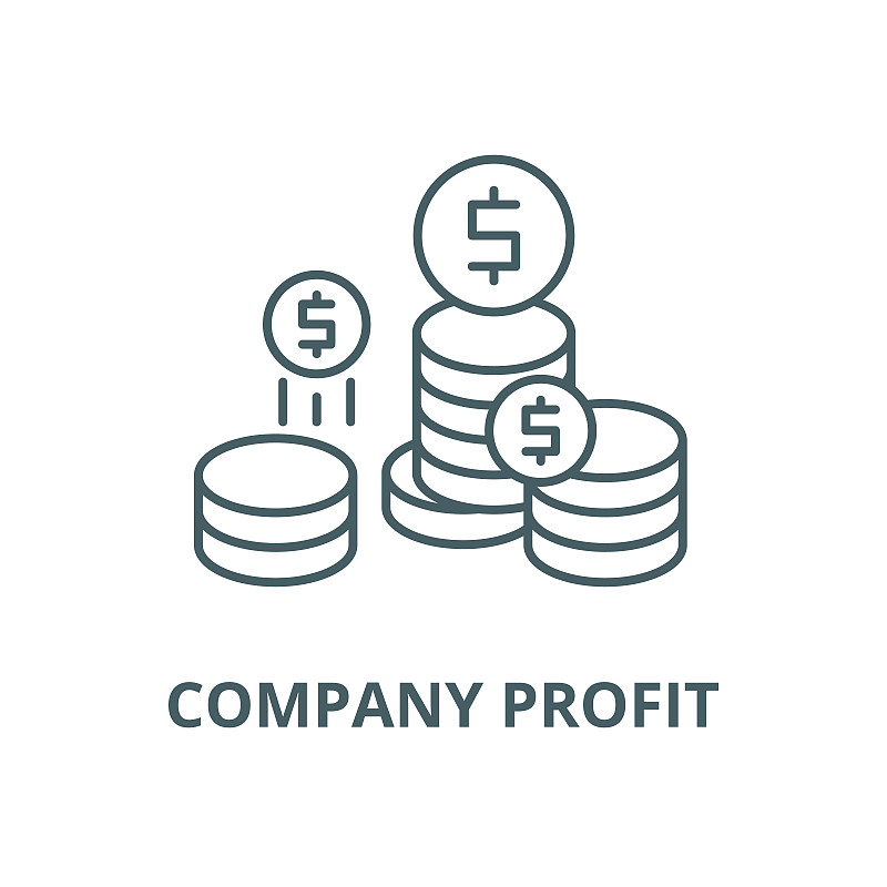 Company profit vector line icon, linear concept, o