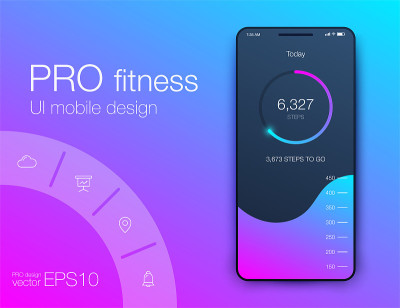 Fitness app. Ui ux design. UI design concept with 