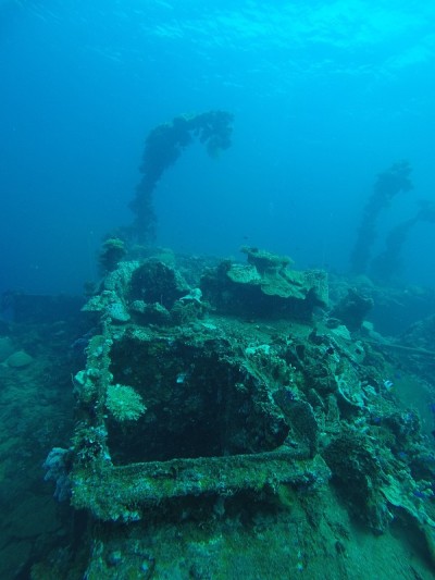 Famous wreck ship Fujikawa maru in Truk lagoon