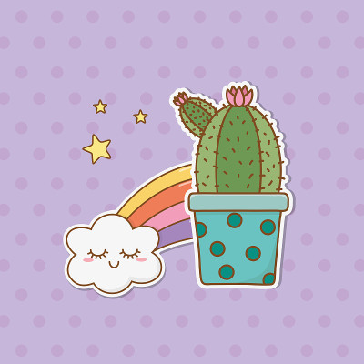 cactus sticker kawaii style