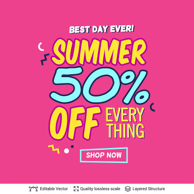 Summer ad sale background in pop-art style.