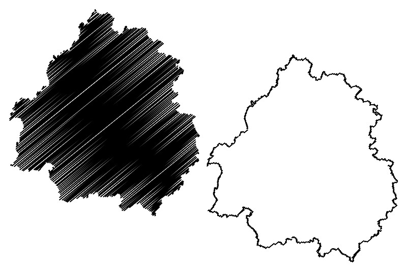 多尔多涅省(法国，法兰西共和国，新阿基坦地区)地图矢量图，多尔多涅素描图