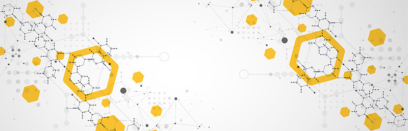 现代科学或技术使用六角形抽象背景。向量。