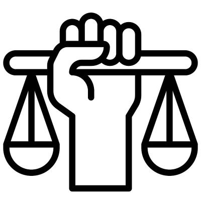 拳头与规模图标，抗议相关的矢量