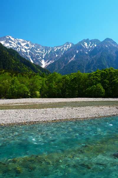 AZUSAGAWA河和Hotakas的山峰