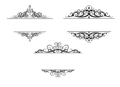 Vintage vector swirl frame set