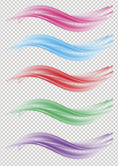 Vector colorful wave set isolated on transparent b