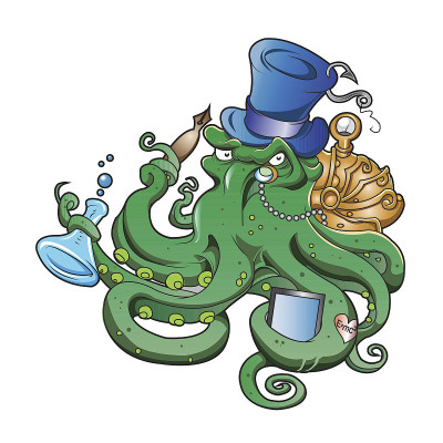 蒸汽朋克章鱼的插画
