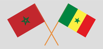 Crossed flags of Senegal and Morocco