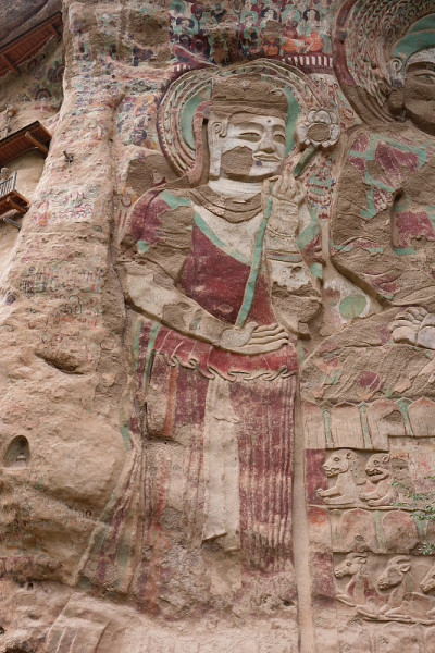中国古代传统的甘肃天水巫山水幕洞窟腊少寺石窟浮雕