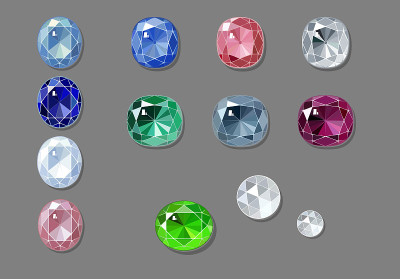 Multicolored oval, cushion, rose cut diamonds and 