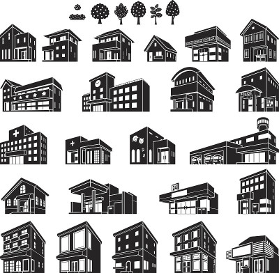 各种建筑的插图