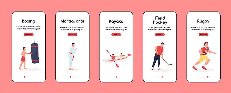 Characters in sport onboarding mobile app screen f