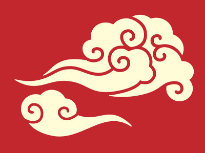 亚洲农历新年风格云图案，向量