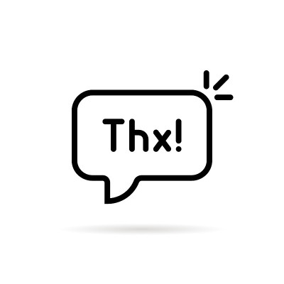 black linear thx speech bubble
