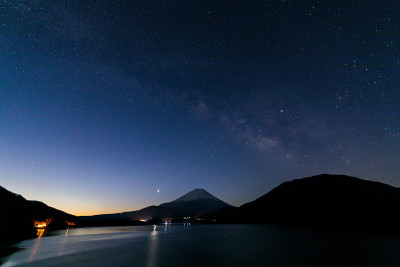 从元津湖看富士山