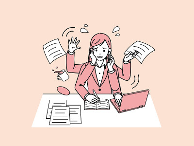 女商人辛苦忙碌插图