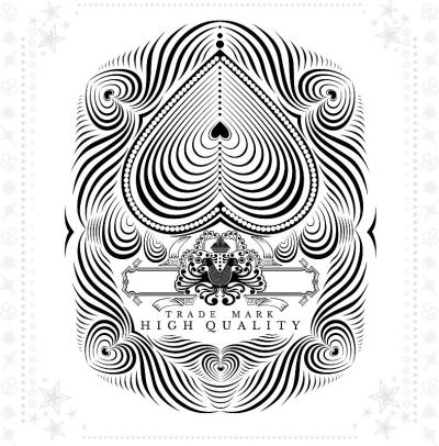 古董背景ace的黑桃与线图案和鸟