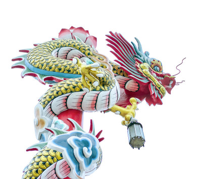 中国龙孤立在白色与修剪路径