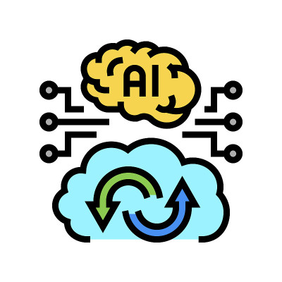 Ai人工智能金融技术颜色图标矢量插图