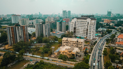 拉各斯的空中街景