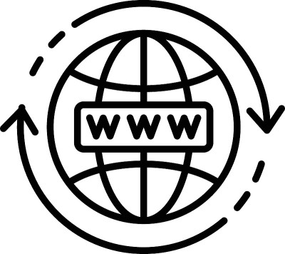 万维网标志概念矢量图标设计，云计算和互联网托管服务符号在白色背景